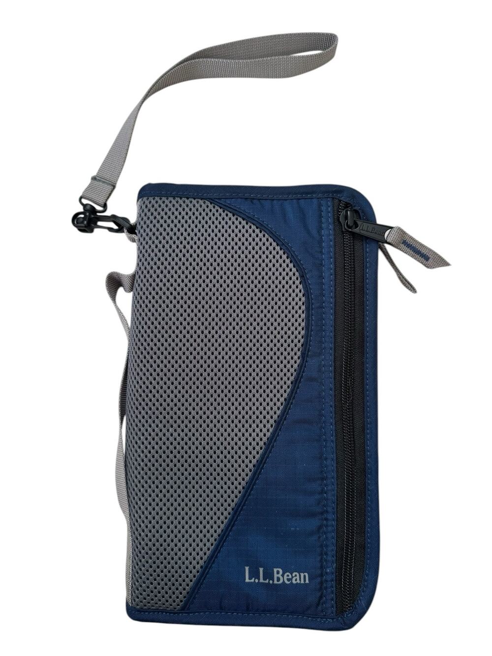 LL BEAN Travel Document Holder Wallet Zip-around Nylon Strap Passport Pockets